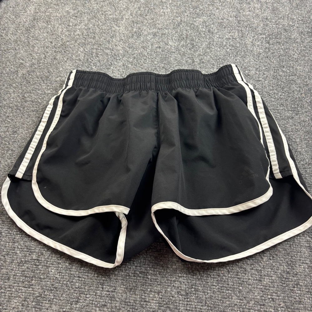 ADIDAS Women Black/white Running Primegreen Lined athletic shorts Size Medium 3”